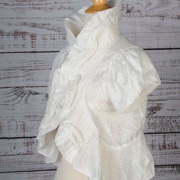 White, Structured Open Front Jacket by Mine, Size M - Picture 4 of 6